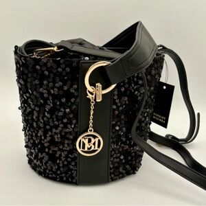 Badgley Mischka Black Sequin Crossbody Bag